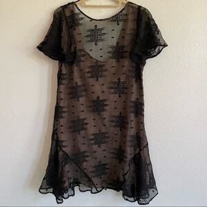 NWT THE JETSET DIARIES BLACK SILK EMBROIDERED LOVEFOX MINI DRESS